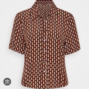 Nwt STAUD Joan Button-Up Shirt in Basketweave size 4
